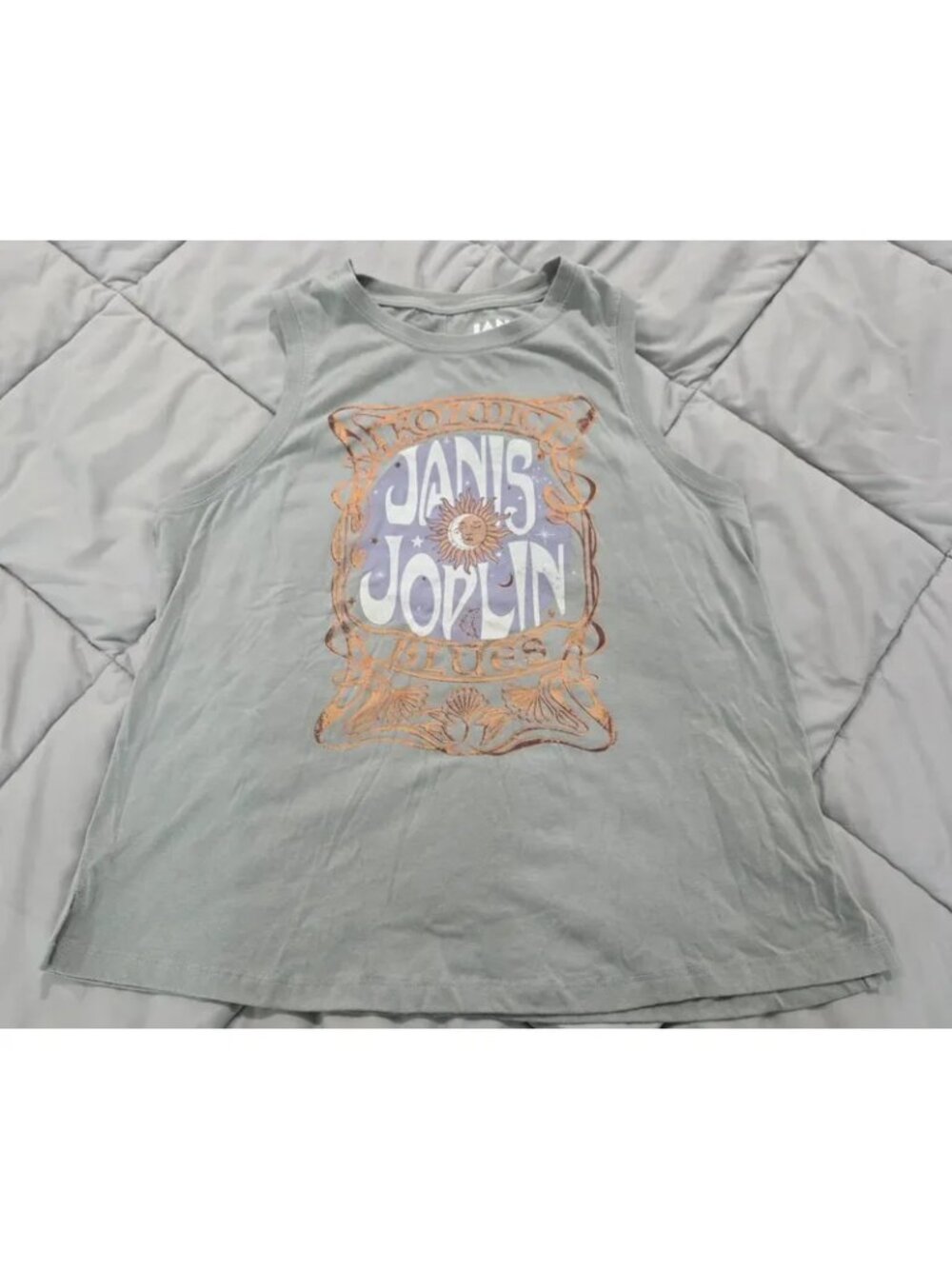 Janis Joplin Kozmic Blues Graphic Tank Top Women’s Large Boho Rock Band Tee